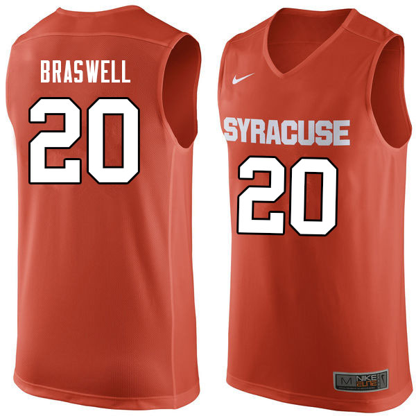 Men #20 Robert Braswell Syracuse Orange College Basketball Jerseys Sale-Orange